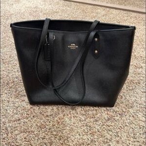 Black Coach leather tote (bonus free lanyard!)
